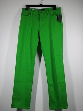 LRL Lauren Jeans Co Green Modern Straight Ankle Jeans Women Stretch Denim 8 NWT